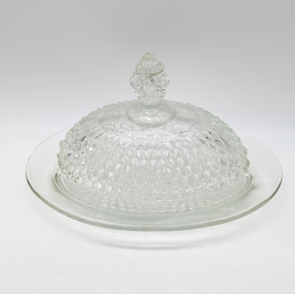 Vintage Indiana Glass diamond point butter dish - Picture 2 of 9
